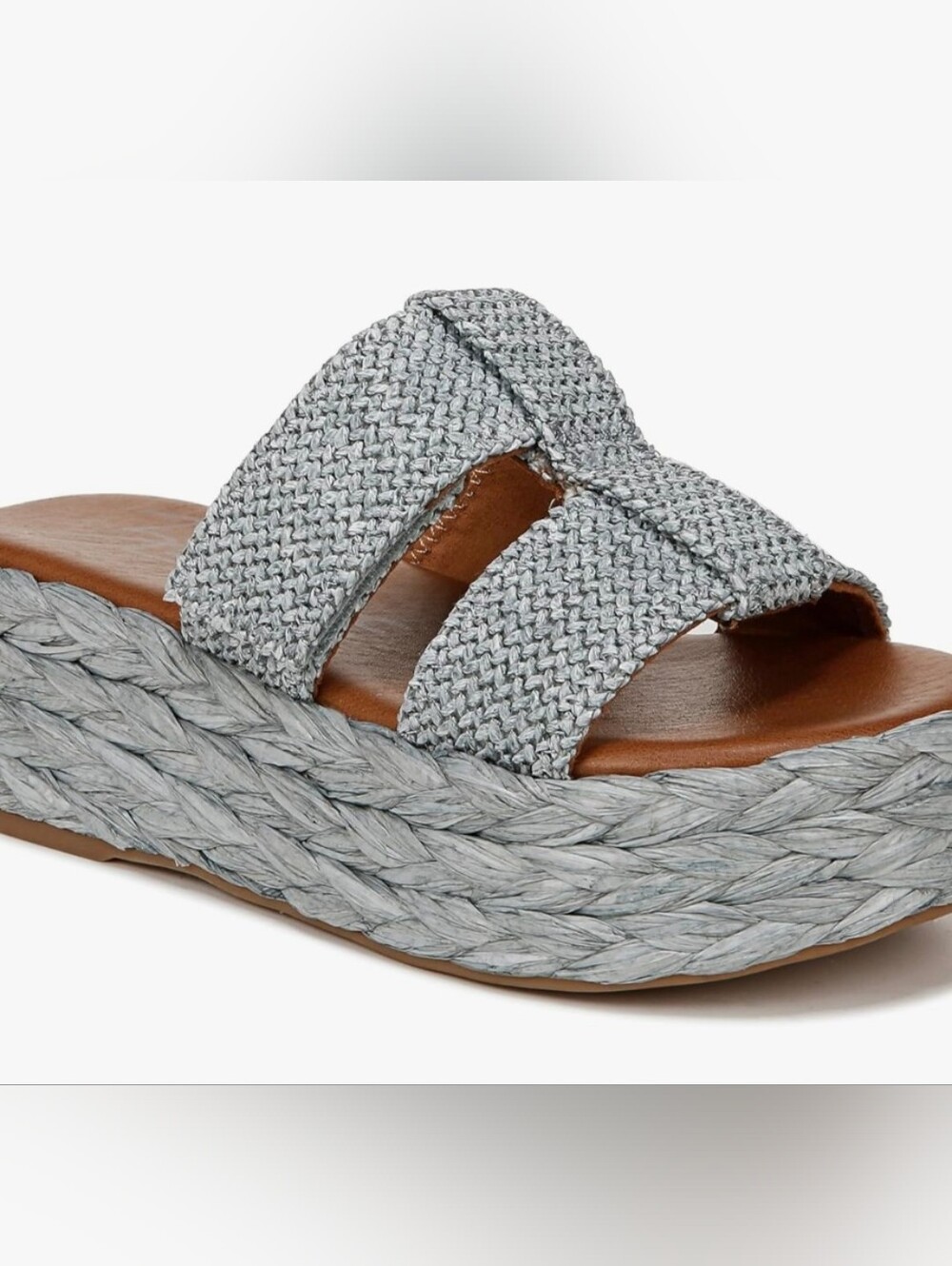 Zodiac Braided Double-Strap Light Blue Platform Slides size 10
